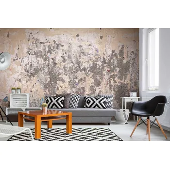 Fototapeta DIMEX | Samolepicí vliesová fototapeta na zeď Opadaná betonová zeď MA-5-2419 | 375 x 250 cm | bílá, béžová, šedá + Samolepicí vliesová fototapeta na stěnu DIMEX Opadaná betonová stěnu DIMEX MA52419 v rozměru 375 x 250 cm