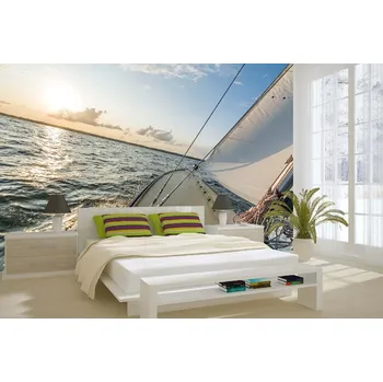 Fototapeta DIMEX | Samolepicí vliesová fototapeta na zeď Plachetnice MA-5-2748 | 375 x 250 cm | modrá, bílá + Samolepicí vliesová fototapeta na stěnu DIMEX Plachetnice MA52748 v rozměru 375 x 250 cm