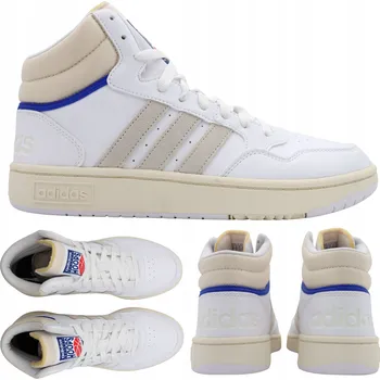 Dámské tenisky Boty Vysoké Bílé Kožené Pohodlné Boty ADIDAS HOOPS 3.0 MID VEL. 43 1/3