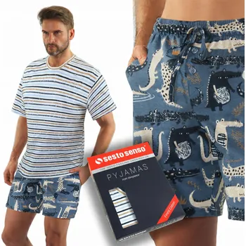 Pánské pyžamo Sesto Senso pánské pyžamo 2521-14 krátký rukáv, velikost M