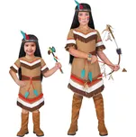 Dívčí kostým indiánky, hnědý (šaty s páskem, čelenka) - Pro věk 4-5 let