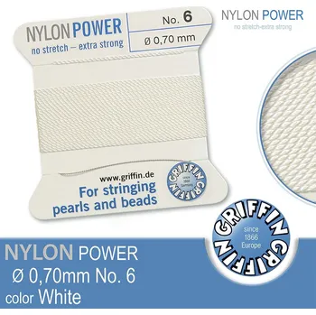 Nit NYLON Power velmi pevná nit GRIFFIN síla nitě 0,70mm Barva White
