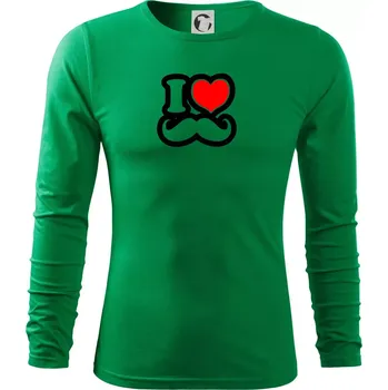 Pánské oblečení i love mustache - obrys - Triko s dlouhým rukávem FIT-T long sleeve - S ( Středně zelená )