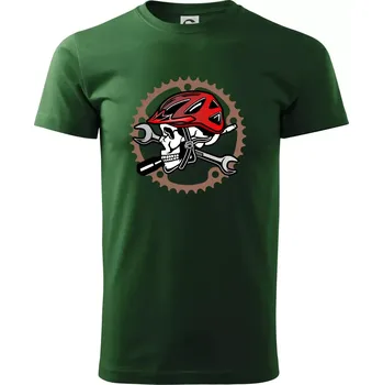 Pánské tričko Lebka biker opravář - Triko extra velké (5-8XL) - 7XL ( Lahvově zelená )