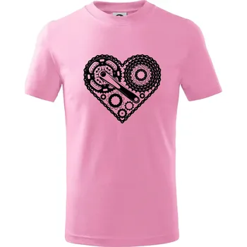 Chlapecké tričko Srdce plné cyklo dílů - Tričko dětské bavlněné - 104-110cm / 3-4 roky ( Růžová )