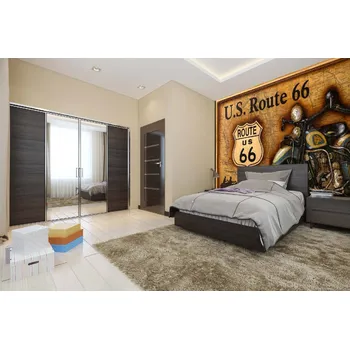 Fototapeta DIMEX | Samolepicí vliesová fototapeta na zeď Route 66 motorka MA-5-2148 | 375 x 250 cm | černá, žlutá, hnědá + Samolepicí vliesová fototapeta na stěnu DIMEX Route 66 motorka MA52148 v rozměru 375 x 250 cm