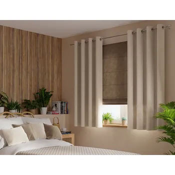 Závěs Dekorační krátký velvet závěs s kroužky VELVI 015 krémová 140x160 cm (cena za 1 kus) MyBestHome