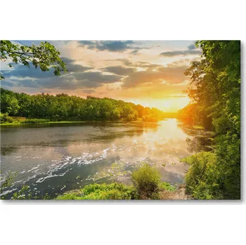 Obraz Obraz na plátně ZÁPAD SLUNCE NAD ŘEKOU V LESE 70 x 50 cm