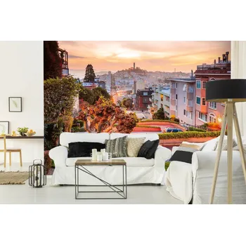 Fototapeta DIMEX | Samolepicí vliesová fototapeta na zeď San Francisco východ slunce MA-5-2985 | 375 x 250 cm | zelená, červená, bílá, oranžová + Samolepicí vliesová fototapeta na stěnu DIMEX San Francisco východ slunce MA52985 v rozměru 375 x 250 cm