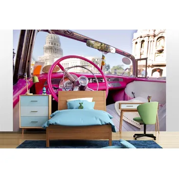 Fototapeta DIMEX | Samolepicí vliesová fototapeta na zeď Havana, Kuba MA-5-2916 | 375 x 250 cm | modrá, bílá, růžová + Samolepicí vliesová fototapeta na stěnu DIMEX Havana, Kuba MA52916 v rozměru 375 x 250 cm