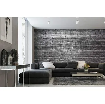 Fototapeta DIMEX | Samolepicí vliesová fototapeta na zeď Šedý cihlový obklad MA-5-2661 | 375 x 250 cm | bílá, černá + Samolepicí vliesová fototapeta na stěnu DIMEX Šedý cihlový obklad MA52661 v rozměru 375 x 250 cm