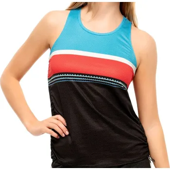 Dámský tenisový top Lucky in Love Post a Plaid Post it Cinch Tank - black Vícebarevný (L)