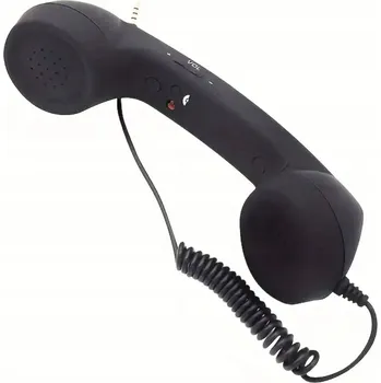 RETRO SLUCHÁTKO K SMARTPHONU S 3,5MM JACKEM, REGULACE HLASITOSTI, ČERNÉ