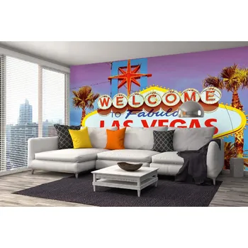 Fototapeta DIMEX | Samolepicí vliesová fototapeta na zeď Vítejte v Las Vegas MA-5-2955 | 375 x 250 cm | modrá, červená, bílá, žlutá + Samolepicí vliesová fototapeta na stěnu DIMEX Vítejte v Las Vegas MA52955 v rozměru 375 x 250 cm