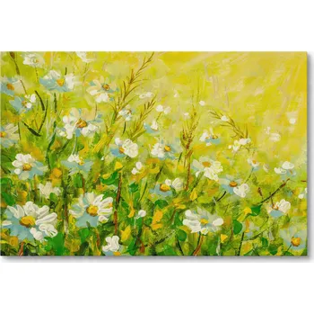 Obraz Obraz na plátně RUČNĚ MALOVANÉ KVĚTY SEDMIKRÁSKY 30 x 20 cm