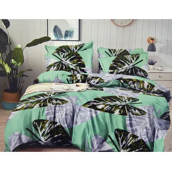 Povlečení Povlečení zelené s listy 160x200 4 dílné - VÝHODNÁ CENA