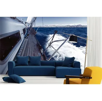 Fototapeta DIMEX | Samolepicí vliesová fototapeta na zeď Výletní jachting MA-5-2769 | 375 x 250 cm | modrá, žlutá, hnědá + Samolepicí vliesová fototapeta na stěnu DIMEX Výletní jachting MA52769 v rozměru 375 x 250 cm