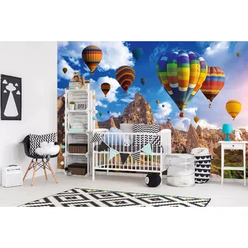 Fototapeta DIMEX | Samolepicí vliesová fototapeta na zeď Cappadocia, Turecko MA-5-2787 | 375 x 250 cm | modrá, bílá, žlutá, šedá + Samolepicí vliesová fototapeta na stěnu DIMEX Cappadocia, Turecko MA52787 v rozměru 375 x 250 cm