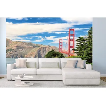 Fototapeta DIMEX | Samolepicí vliesová fototapeta na zeď Golden Brigde MA-5-2941 | 375 x 250 cm | zelená, modrá, červená, bílá, hnědá + Samolepicí vliesová fototapeta na stěnu DIMEX Golden Brigde MA52941 v rozměru 375 x 250 cm