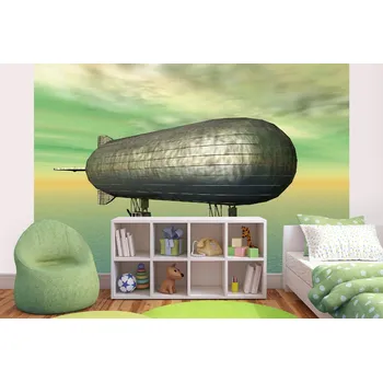 Fototapeta DIMEX | Samolepicí vliesová fototapeta na zeď Vzducholoď MA-5-2785 | 375 x 250 cm | zelená, modrá, metalická + Samolepicí vliesová fototapeta na stěnu DIMEX Vzducholoď MA52785 v rozměru 375 x 250 cm