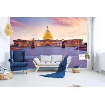 Fototapeta DIMEX | Samolepicí vliesová fototapeta na zeď Budova Kapitolu MA-5-2991 | 375 x 250 cm | modrá, žlutá, šedá + Samolepicí vliesová fototapeta na stěnu DIMEX Budova Kapitolu MA52991 v rozměru 375 x 250 cm