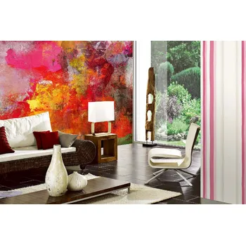 Fototapeta DIMEX | Samolepicí vliesová fototapeta na zeď Abstraktní barevná textura MA-5-2555 | 375 x 250 cm | červená, fialová, žlutá, oranžová, růžová + Samolepicí vliesová fototapeta na stěnu DIMEX Abstraktní barevná textura MA52555 v rozměru 375 x 250 cm