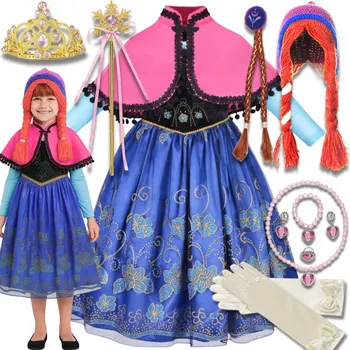 Karnevalový kostým KOSTÝM PŘEVLEK ŠATY ANNA LEDOVÁ KRÁLOVNA PRINCEZNA NA KARNEVAL 116 122