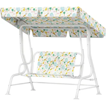 Dětská houpačka Dvoumístná dětská houpačka s nastavitelnou stříškou, 110 x 74 x 113 cm | bílá