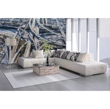 Fototapeta DIMEX | Samolepicí vliesová fototapeta na zeď Centrum Los Angeles MA-5-2875 | 375 x 250 cm | zelená, šedá + Samolepicí vliesová fototapeta na stěnu DIMEX Centrum Los Angeles MA52875 v rozměru 375 x 250 cm