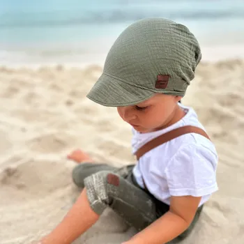 Šátek Mušelínový šátek s kšiltem / zelený