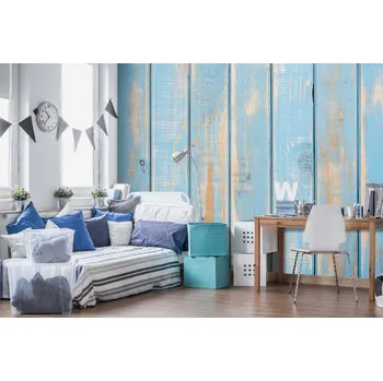 Fototapeta DIMEX | Samolepicí vliesová fototapeta na zeď Staré modré lamely MA-5-2572 | 375 x 250 cm | modrá, hnědá + Samolepicí vliesová fototapeta na stěnu DIMEX Staré modré lamely MA52572 v rozměru 375 x 250 cm