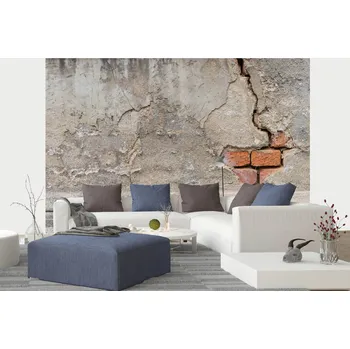 Fototapeta DIMEX | Samolepicí vliesová fototapeta na zeď Detail rozpadající se zdi MA-5-2678 | 375 x 250 cm | oranžová, šedá + Samolepicí vliesová fototapeta na stěnu DIMEX Detail rozpadající se zdi MA52678 v rozměru 375 x 250 cm