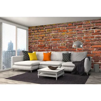 Fototapeta DIMEX | Samolepicí vliesová fototapeta na zeď Krásné červené zdivo MA-5-2689 | 375 x 250 cm | červená, žlutá + Samolepicí vliesová fototapeta na stěnu DIMEX Krásné červené zdivo MA52689 v rozměru 375 x 250 cm