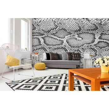 Fototapeta DIMEX | Samolepicí vliesová fototapeta na zeď Textura krokodýlí kůže MA-5-2585 | 375 x 250 cm | bílá, černá + Samolepicí vliesová fototapeta na stěnu DIMEX Textura krokodýlí kůže MA52585 v rozměru 375 x 250 cm