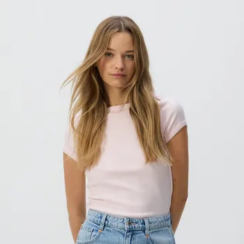 Dámské tričko Reserved - Bavlněné tričko - pastelově růžová - XQ260-03X - XQ260-03X-L