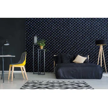 Fototapeta DIMEX | Samolepicí vliesová fototapeta na zeď Detail černého textilu MA-5-2620 | 375 x 250 cm | modrá, černá + Samolepicí vliesová fototapeta na stěnu DIMEX Detail černého textilu MA52620 v rozměru 375 x 250 cm