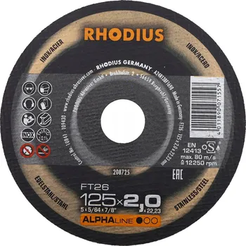 Řezný kotouč RHODIUS Řezný kotouč na kov 125x2,0 mm INOX ALPHA 208725