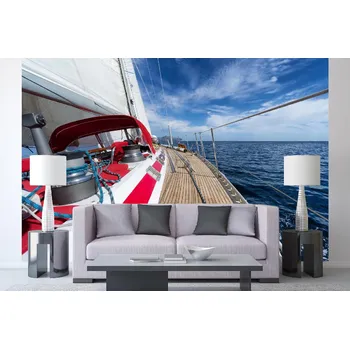 Fototapeta DIMEX | Samolepicí vliesová fototapeta na zeď Plachtění MA-5-2745 | 375 x 250 cm | modrá, červená, bílá, hnědá + Samolepicí vliesová fototapeta na stěnu DIMEX Plachtění MA52745 v rozměru 375 x 250 cm