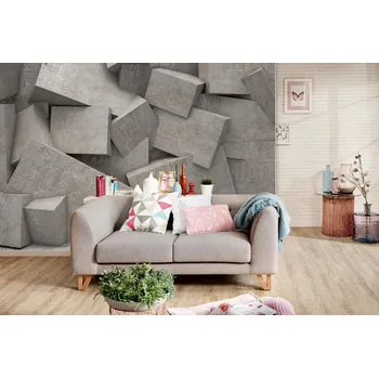 Fototapeta DIMEX | Samolepicí vliesová fototapeta na zeď Beton 3D zeď MA-5-2589 | 375 x 250 cm | šedá + Samolepicí vliesová fototapeta na stěnu DIMEX Beton 3D stěnu DIMEX MA52589 v rozměru 375 x 250 cm