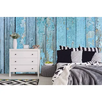 Fototapeta DIMEX | Samolepicí vliesová fototapeta na zeď Dřevěné lamely MA-5-2566 | 375 x 250 cm | modrá + Samolepicí vliesová fototapeta na stěnu DIMEX Dřevěné lamely MA52566 v rozměru 375 x 250 cm