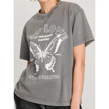 Sinsay - Tričko se sepraným efektem - šedá - 350FK-90X - 350FK-90X-S