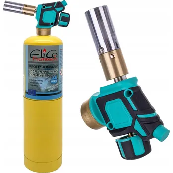 Turistický vařič Plynový hořák MAPP propan pro pájení, ohřev, piezo zapalování + láhev Elico