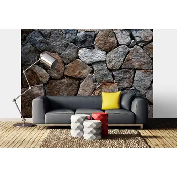 Fototapeta DIMEX | Samolepicí vliesová fototapeta na zeď Tmavá kamenná zídka MA-5-2697 | 375 x 250 cm | černá, hnědá, šedá + Samolepicí vliesová fototapeta na stěnu DIMEX Tmavá kamenná zídka MA52697 v rozměru 375 x 250 cm