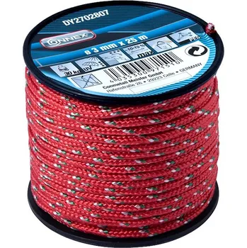 CONNEX PES pletená šňůra 16pramenná, 3 mm × 25 m, červ./zel./bílá