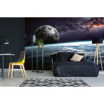 Fototapeta DIMEX | Samolepicí vliesová fototapeta na zeď Sluneční soustava MA-5-2248 | 375 x 250 cm | modrá, černá, šedá + Samolepicí vliesová fototapeta na stěnu DIMEX Sluneční soustava MA52248 v rozměru 375 x 250 cm