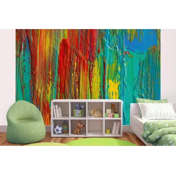 Fototapeta DIMEX | Samolepicí vliesová fototapeta na zeď Ručně malovaný abstrakt MA-5-2563 | 375 x 250 cm | zelená, červená, žlutá + Samolepicí vliesová fototapeta na stěnu DIMEX Ručně malovaný abstrakt MA52563 v rozměru 375 x 250 cm