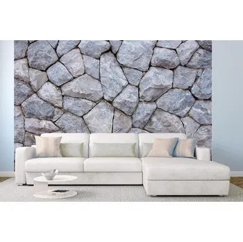 Fototapeta DIMEX | Samolepicí vliesová fototapeta na zeď Stará kamenná zeď MA-5-2364 | 375 x 250 cm | šedá, růžová + Samolepicí vliesová fototapeta na stěnu DIMEX Stará kamenná stěnu DIMEX MA52364 v rozměru 375 x 250 cm