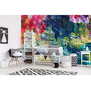 Fototapeta DIMEX | Samolepicí vliesová fototapeta na zeď Paleta umění MA-5-2562 | 375 x 250 cm | zelená, modrá, červená, růžová + Samolepicí vliesová fototapeta na stěnu DIMEX Paleta umění MA52562 v rozměru 375 x 250 cm