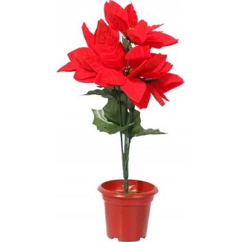 umělá květina KYTICE 5 VÁNOČNÍCH HVĚZD V KVĚTINÁČI 35CM Goliat