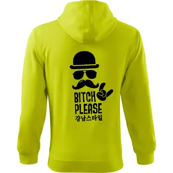 Pánská móda Bitch please! Mustache - Mikina s kapucí na zip trendy zipper - L ( Limetková )